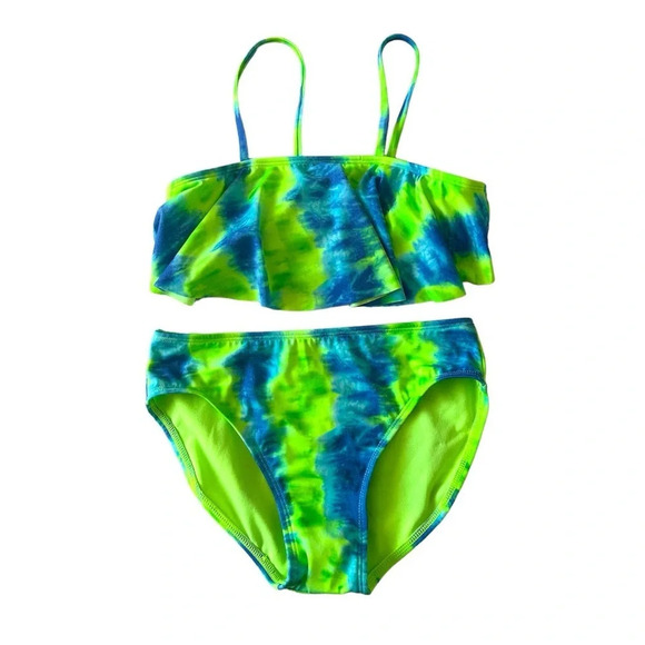NWT Cat & Jack 2 Piece Swimwear for Girls Green Blue Size L 10/12 - Picture 1 of 9